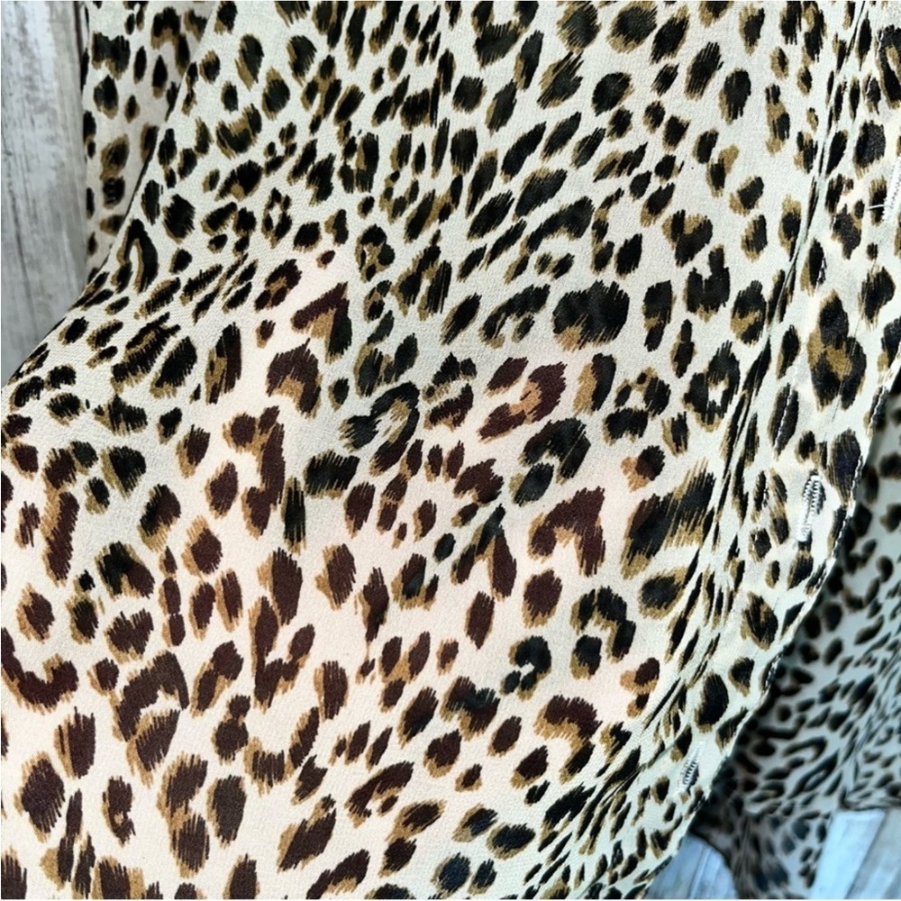 Umgee Sheer Leopard High Low Button Down - Picture 6 of 7